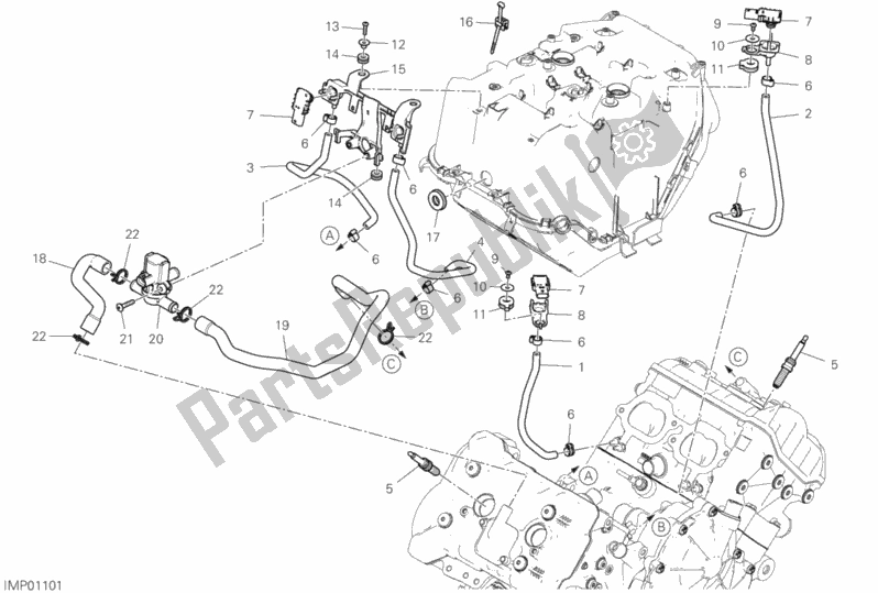 All parts for the Secondary Air System of the Ducati Superbike Panigale V4 S Thailand 1100 2019